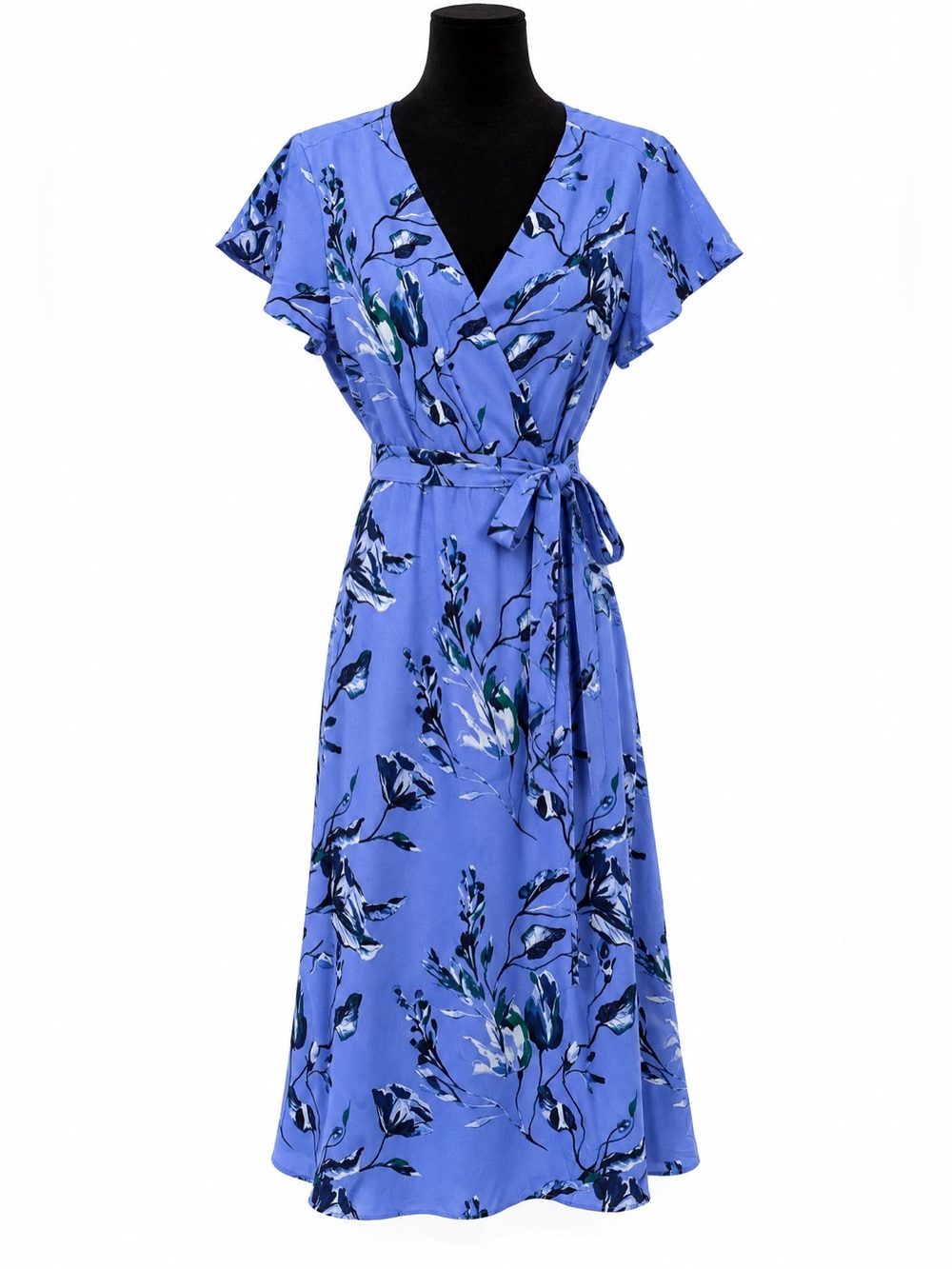 H by Halston Blue Floral Midi Dress